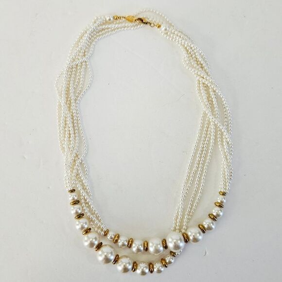 Vintage Napier Signed Multi-Strand Faux Pearl Opera Length Infinity Necklace - Picture 2 of 6